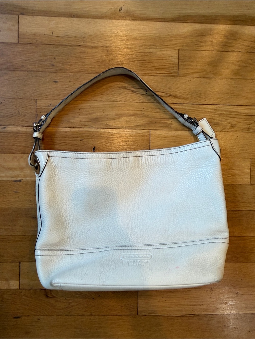 Coach White Pebbled Leather Shoulder Bag